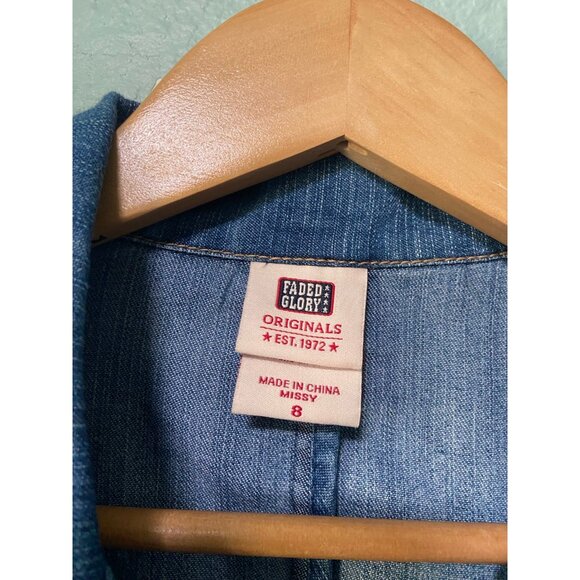 Faded Glory Women's Denim Y2K 2000s Button‎ Blazer Size 8 - Picture 7 of 10